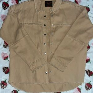 Tan Lightweight Shirt Jacket with Relaxed Fit